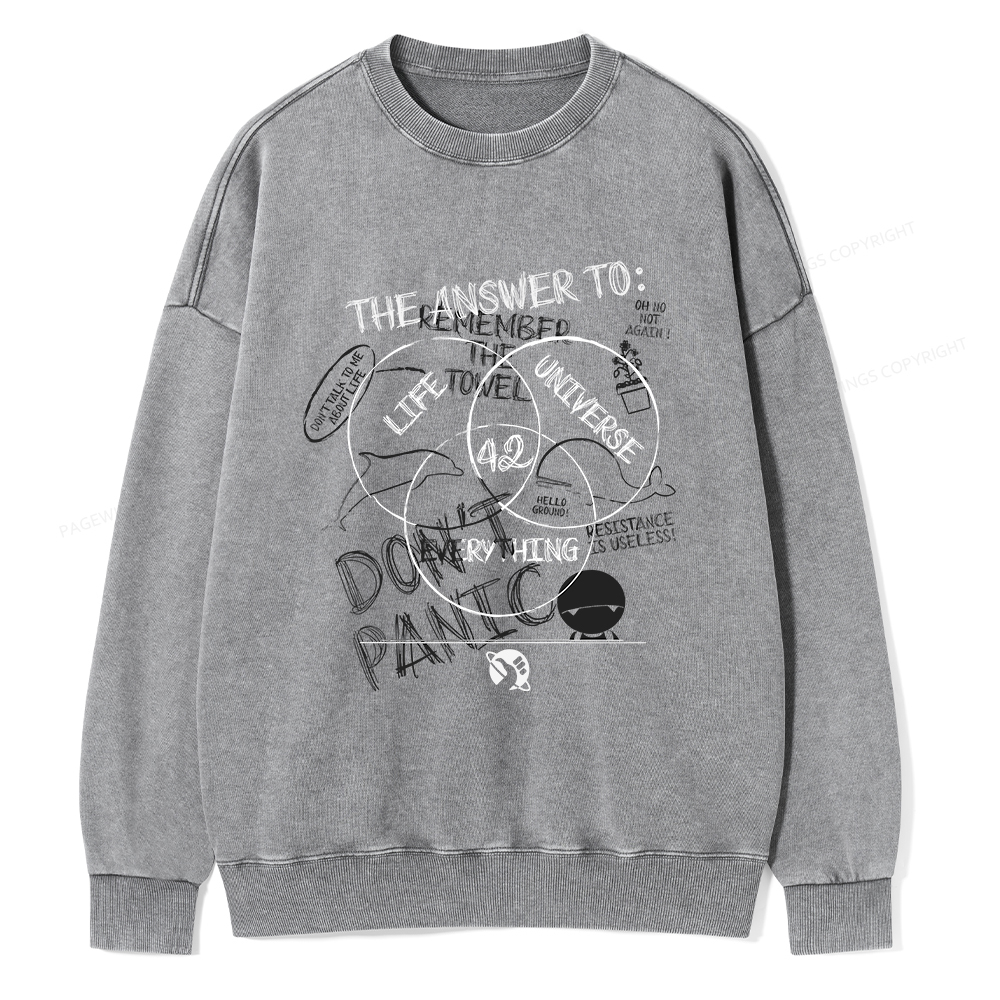 Pagewings The Answer Is 42 Unisex Washed Sweatshirt
