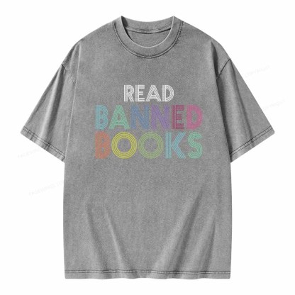 Pagewings Read Banned Books Shirt Unisex Washed T-shirt