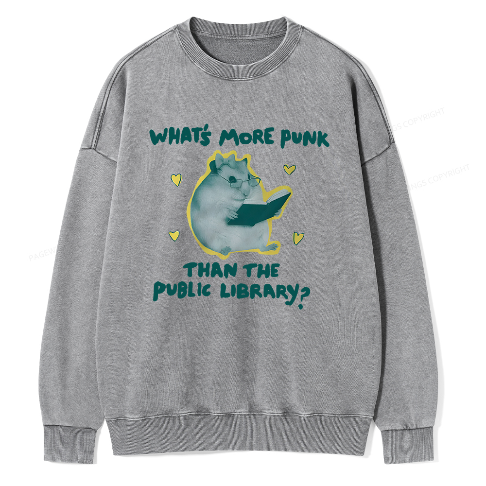 Pagewings What’s More Punk Than The Public Library? Unisex Washed Sweatshirt