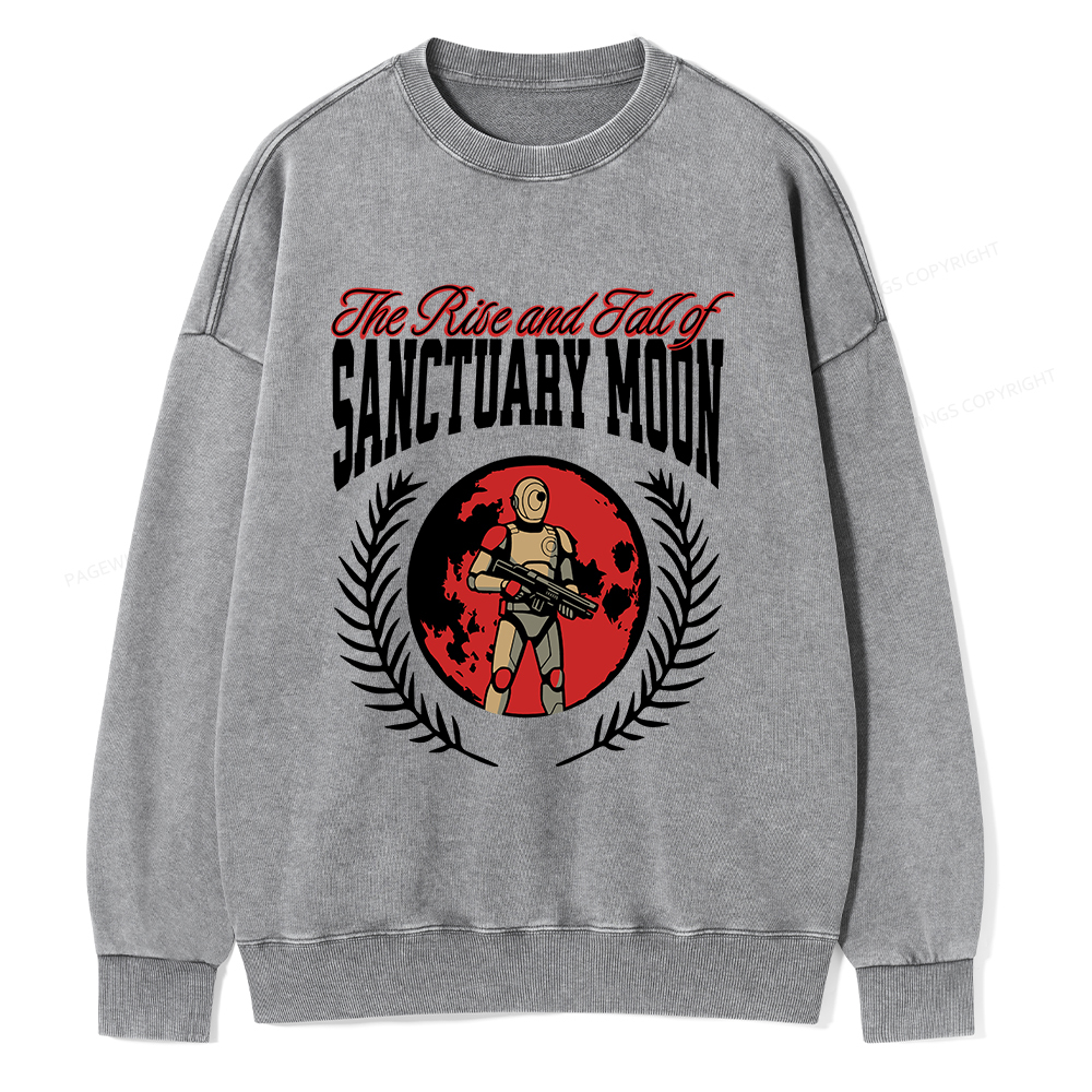 Pagewings The Rise and Fall of Sanctuary Moon Unisex Washed Sweatshirt