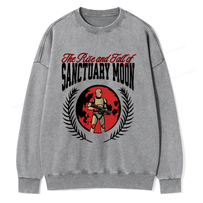 Pagewings The Rise and Fall of Sanctuary Moon Unisex Washed Sweatshirt