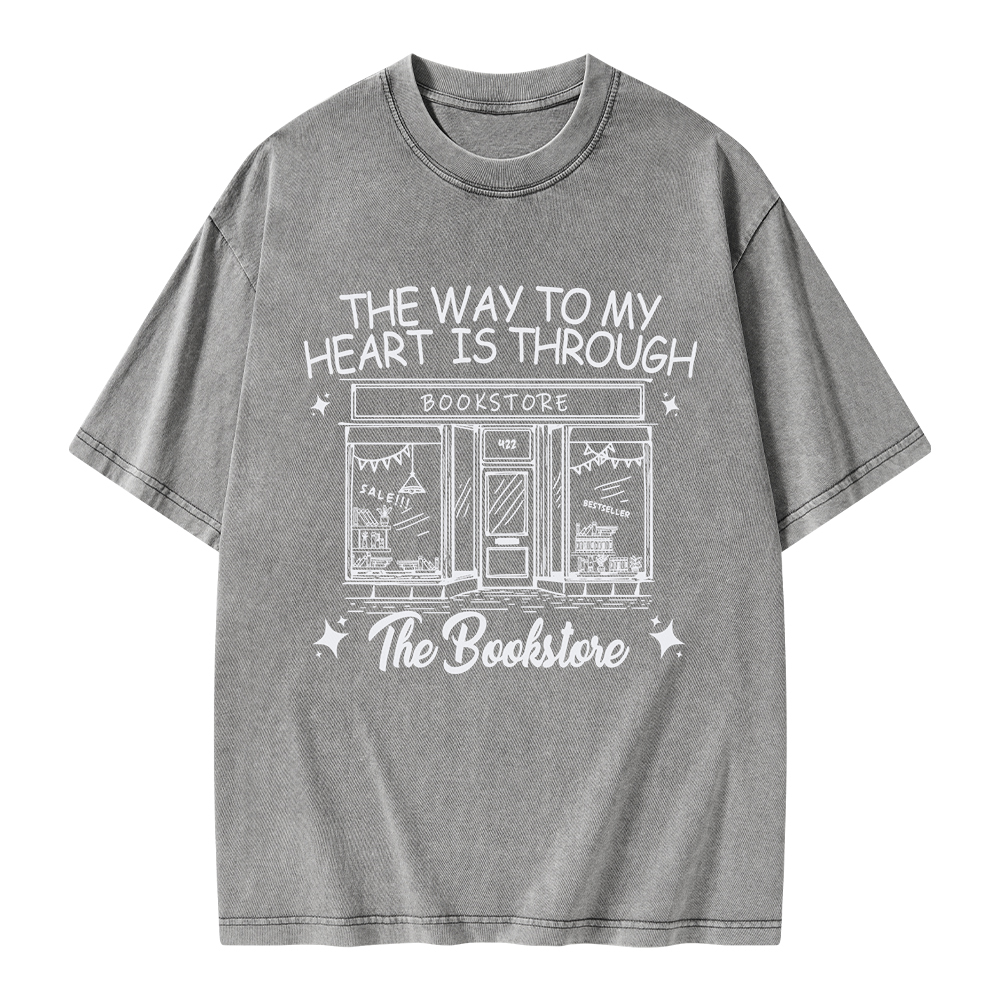 Pagewings The Way To My Heart Is Through The Bookstore Unisex Washed T-shirt