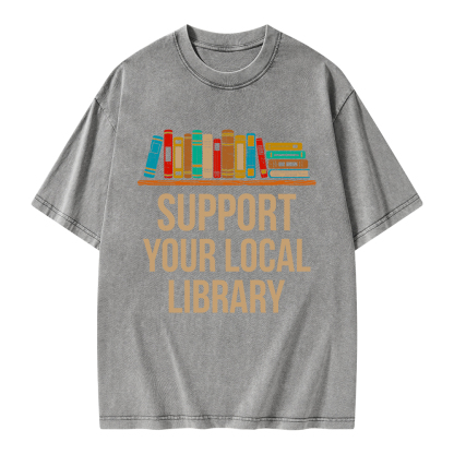 Pagewings Support Your Local Library Unisex Washed T-shirt