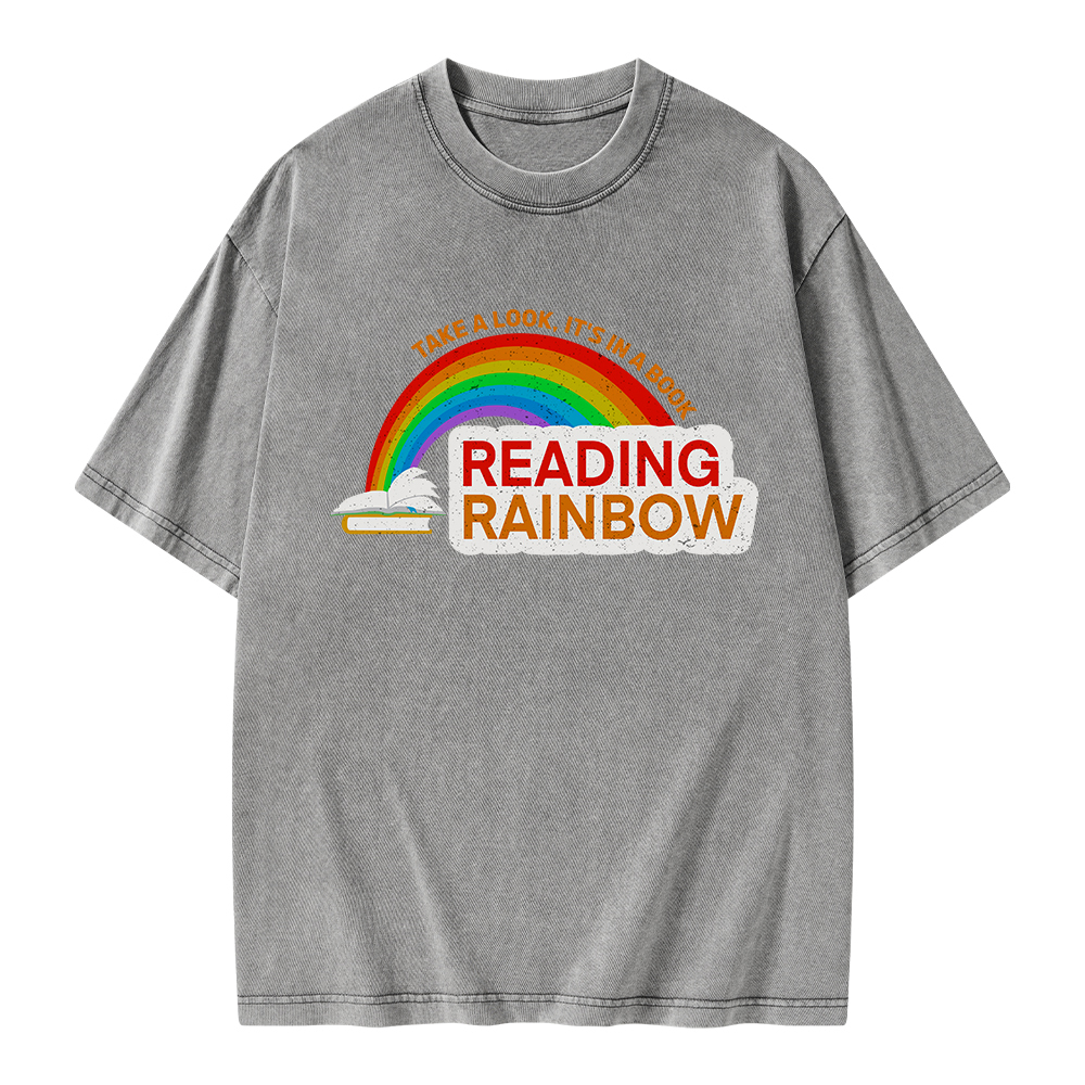 Pagewings Reading With Rainbow Unisex Washed T-shirt
