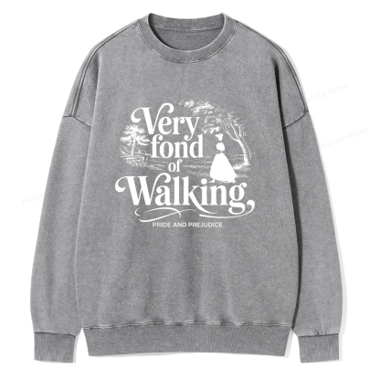 Pagewings Very Fond Of Walking Unisex Washed Sweatshirt