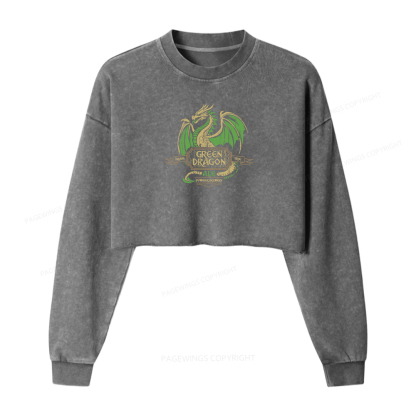 Pagewings Green Dragon Ale Women Washed Crop Sweatshirt