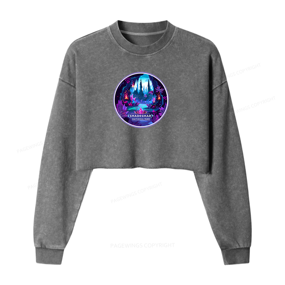 Pagewings Shadesmar National Park Women Washed Crop Sweatshirt