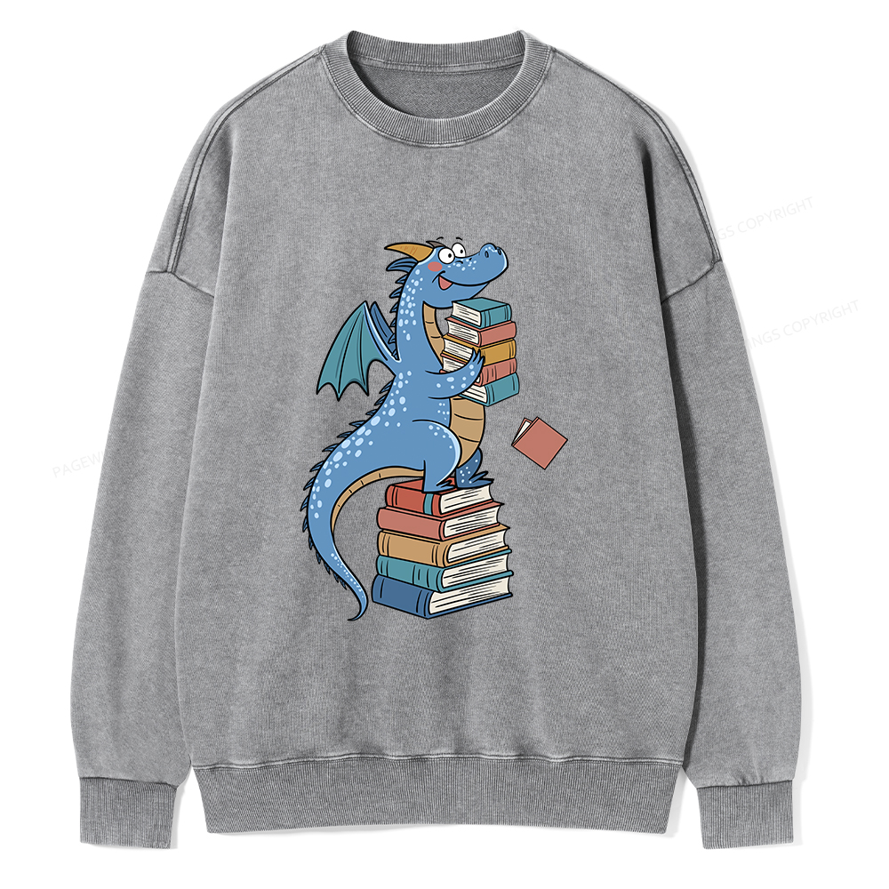 Pagewings Book Dinosaurs Unisex Washed Sweatshirt