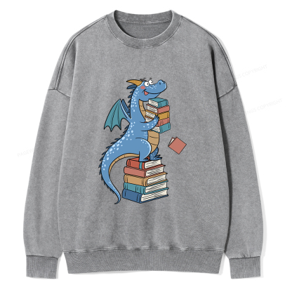 Pagewings Book Dinosaurs Unisex Washed Sweatshirt