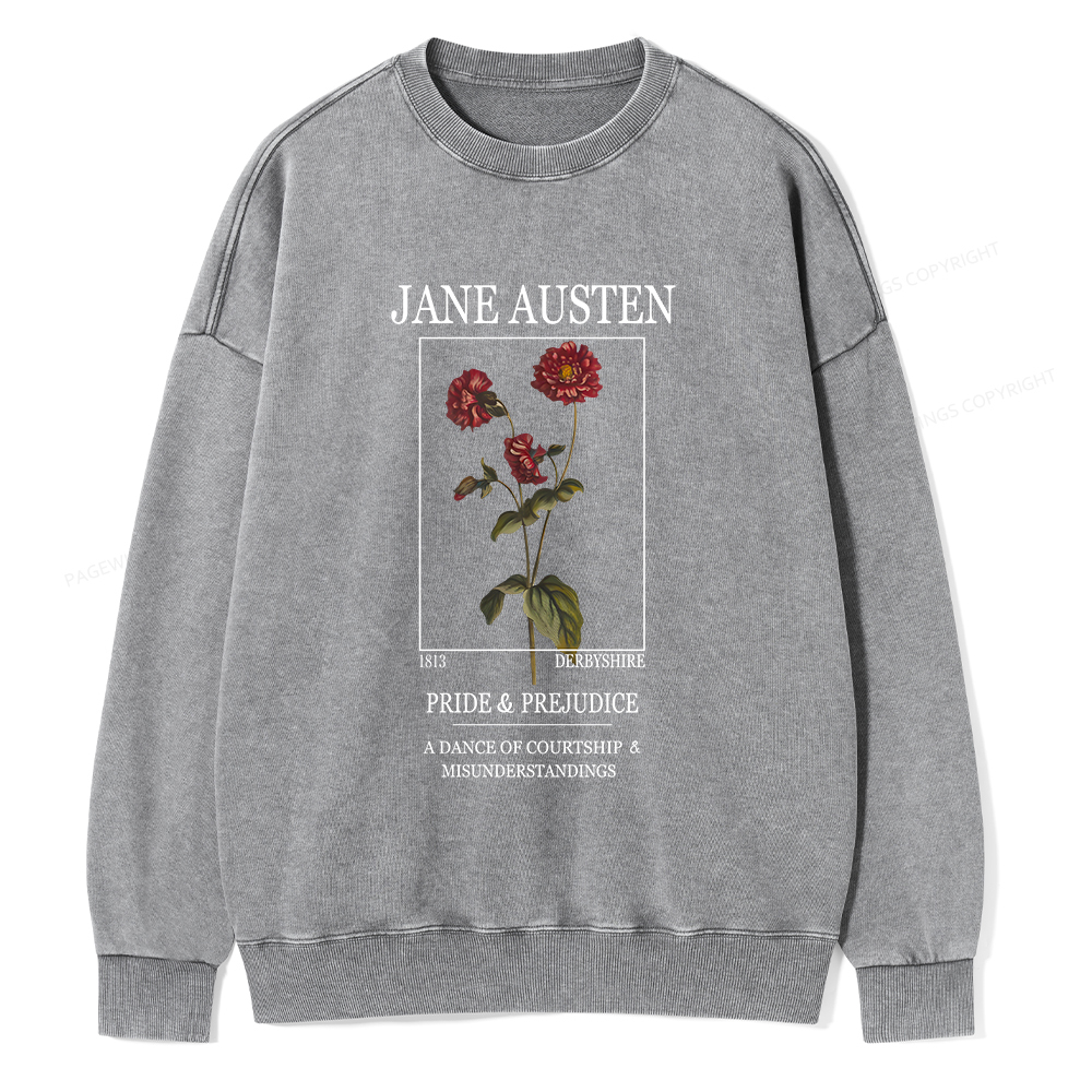 Pagewings Literary Floral Unisex Washed Sweatshirt
