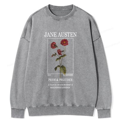 Pagewings Literary Floral Unisex Washed Sweatshirt