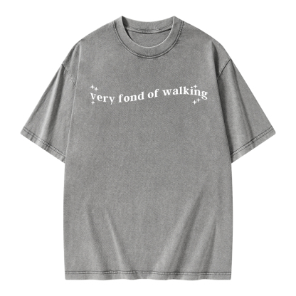 Pagewings Very Fond of Walking Unisex Washed T-shirt