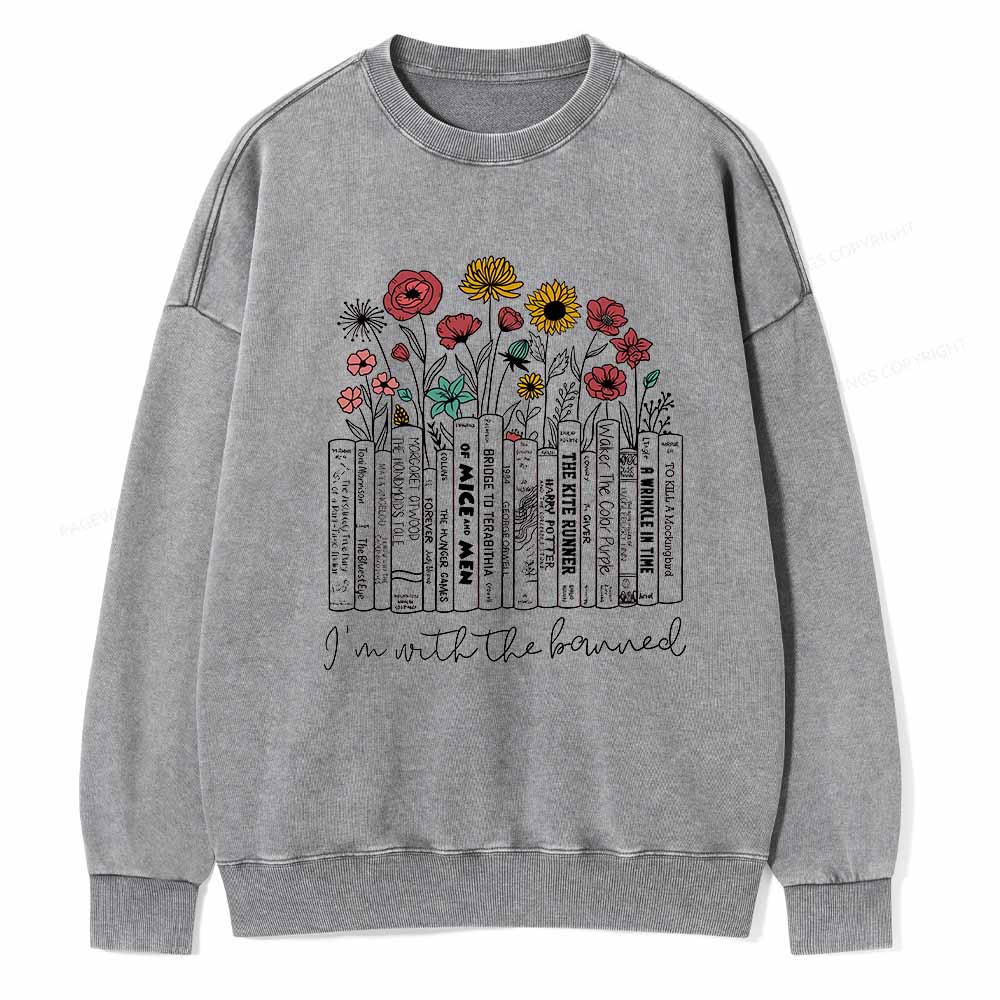 Pagewings Banned Books Shirt Unisex Washed Sweatshirt