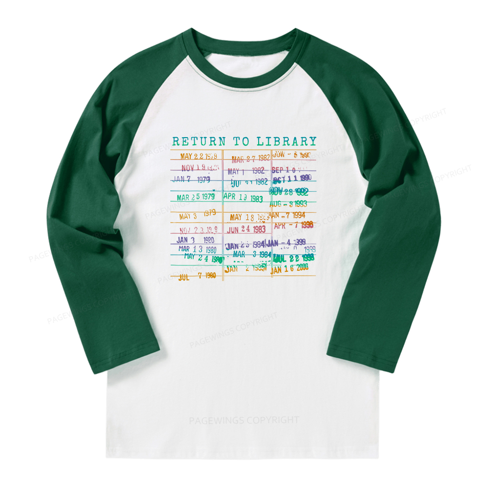 Pagewings Vintage Library Rainbow Long Sleeve Raglan T-shirt