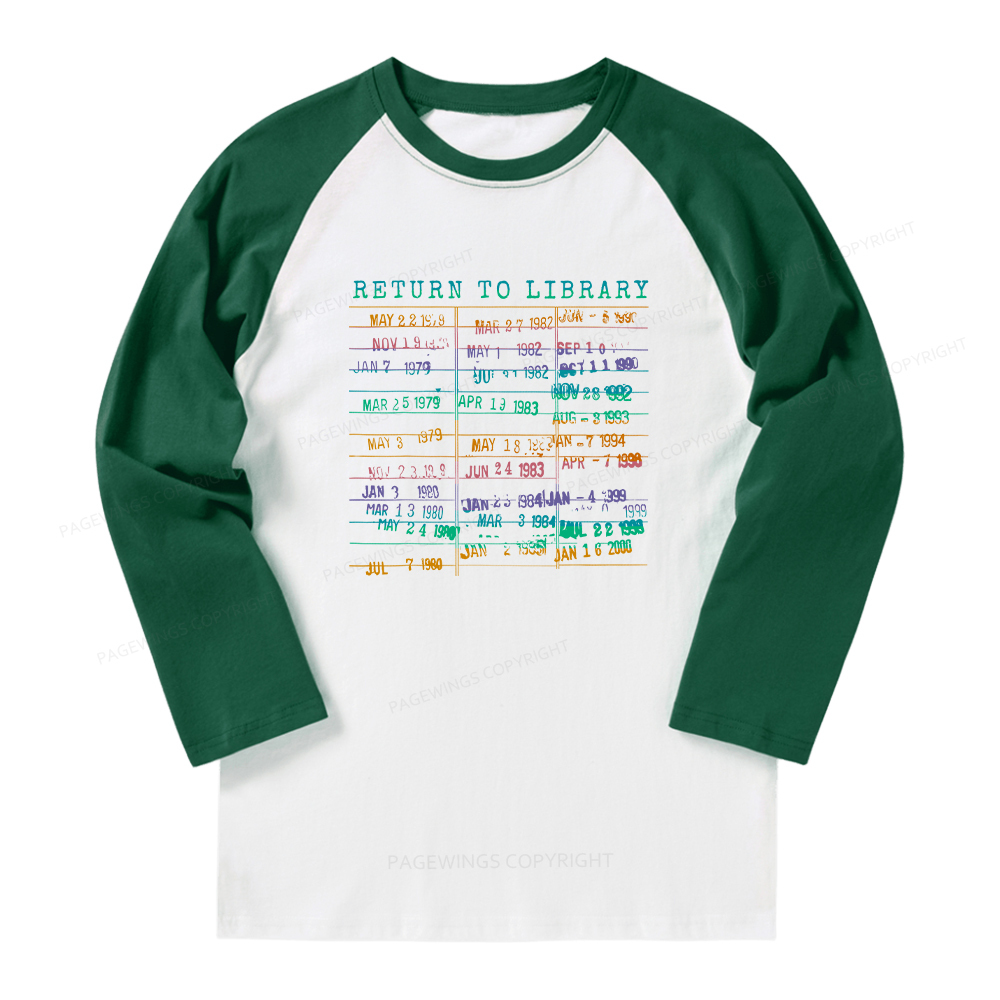 Pagewings Vintage Library Rainbow Long Sleeve Raglan T-shirt