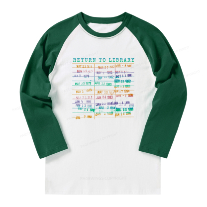 Pagewings Vintage Library Rainbow Long Sleeve Raglan T-shirt