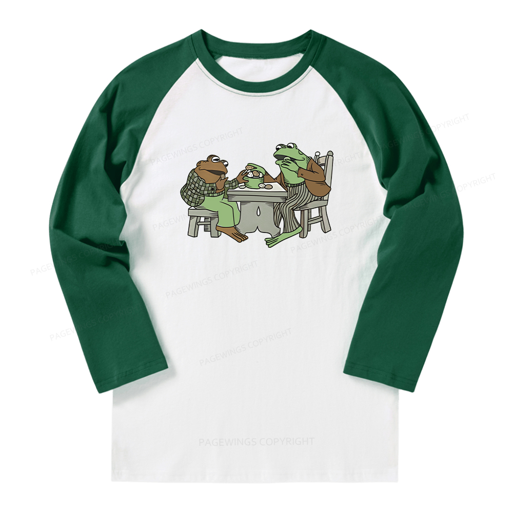 Pagewings Frog Eat Cookies Long Sleeve Raglan T-shirt
