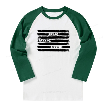 Pagewings Read Banned Books Bookworm Librarian Long Sleeve Raglan T-shirt