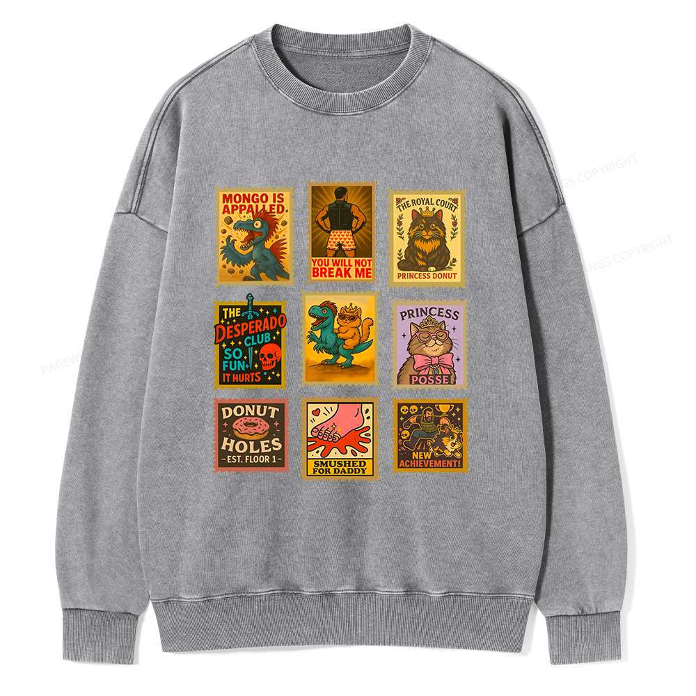 Pagewings Vintage Stamp Unisex Washed Sweatshirt