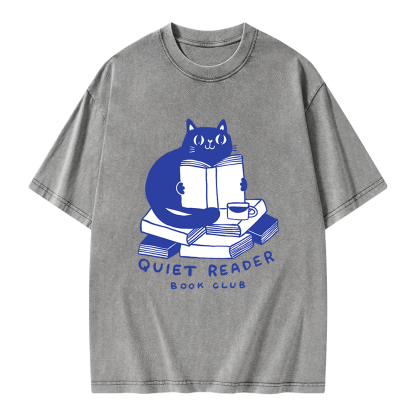 Pagewings Quiet Reader Book Club  Unisex Washed T-shirt