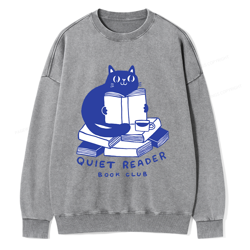 Pagewings Quiet Reader Book Club  Unisex Washed Sweatshirt