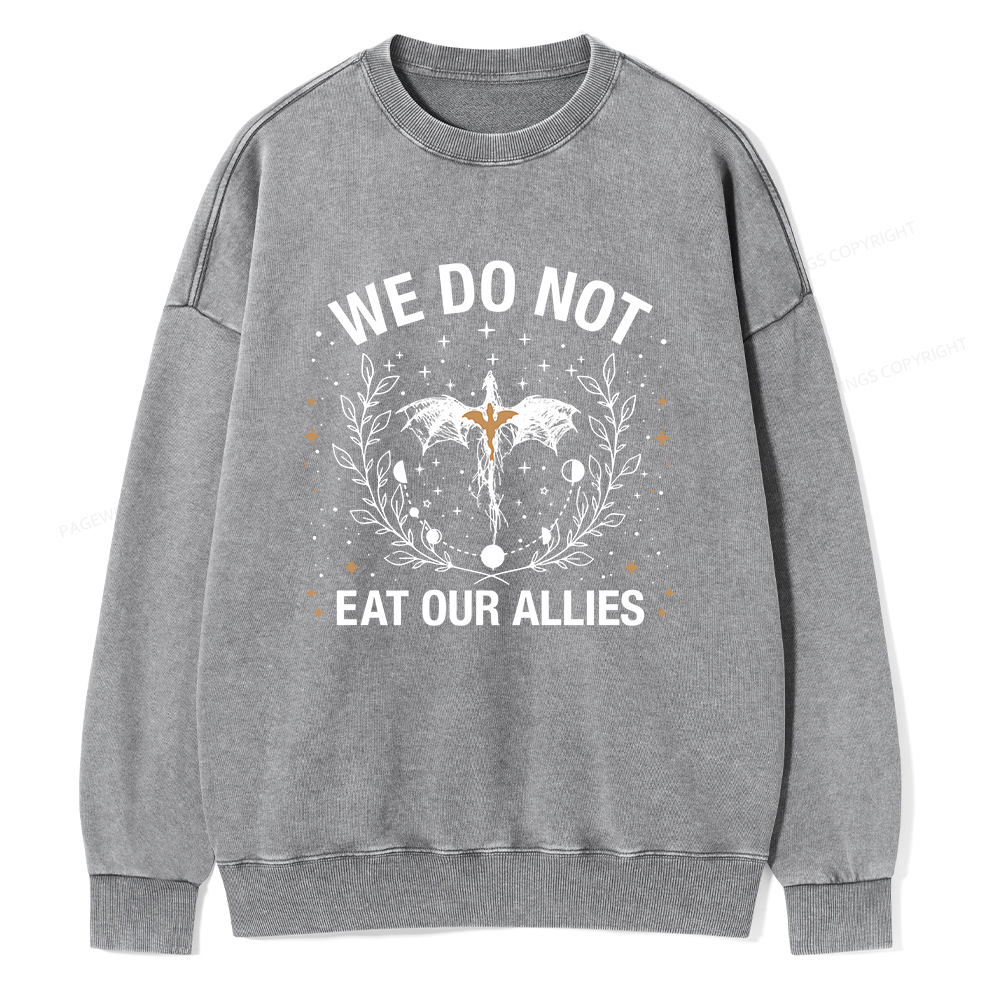 Pagewings We Do Not Eat Our Allies Unisex Washed Sweatshirt