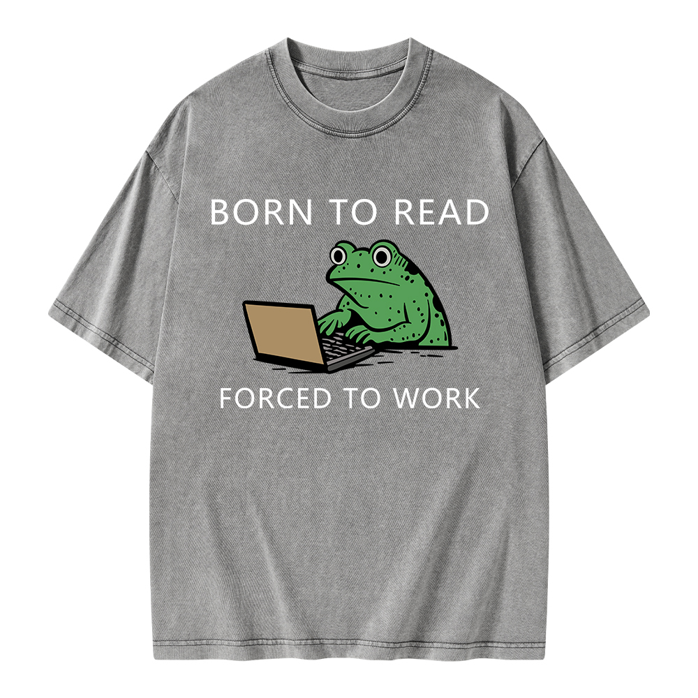 Pagewings Born to Read Forced to Work Unisex Washed T-shirt