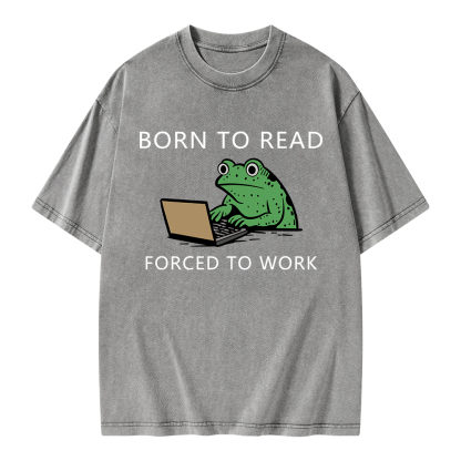 Pagewings Born to Read Forced to Work Unisex Washed T-shirt