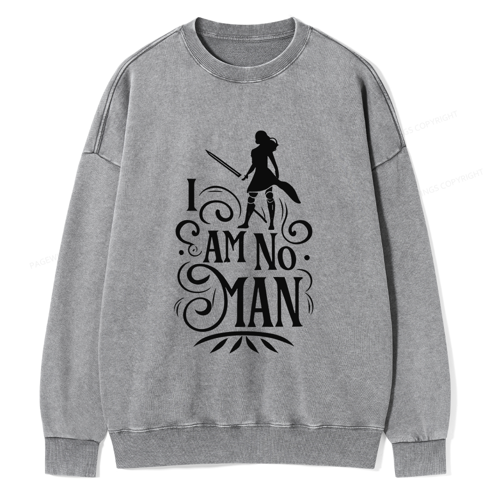 Pagewings I Am No Man Unisex Washed Sweatshirt