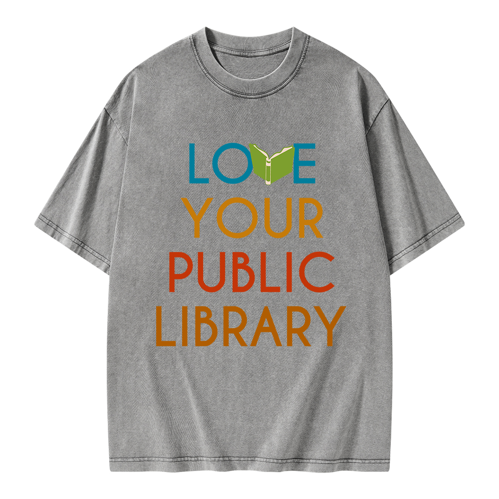 Pagewings Love Your Public Library Unisex Washed T-shirt