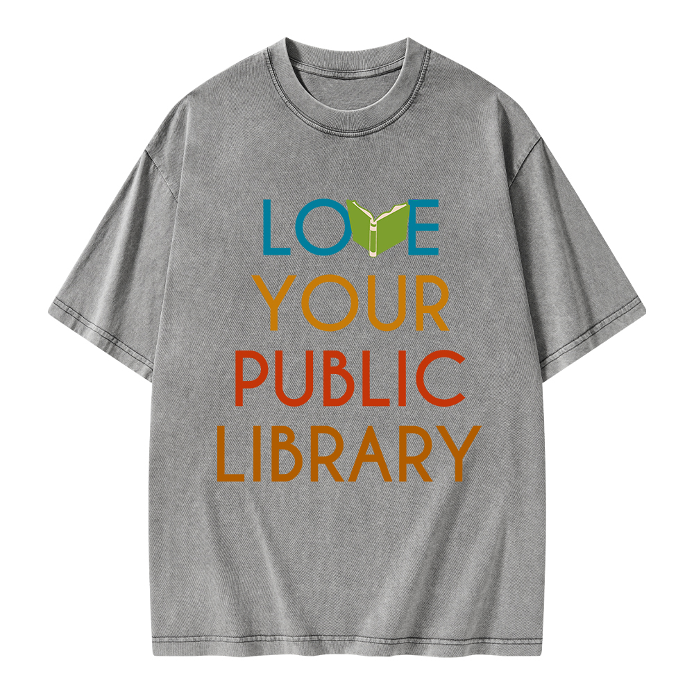 Pagewings Love Your Public Library Unisex Washed T-shirt