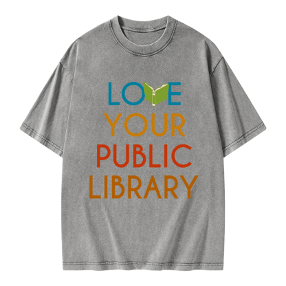 Pagewings Love Your Public Library Unisex Washed T-shirt