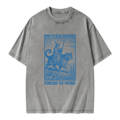 Pagewings Born to Read Grimoires Forced to Work Unisex Washed T-shirt