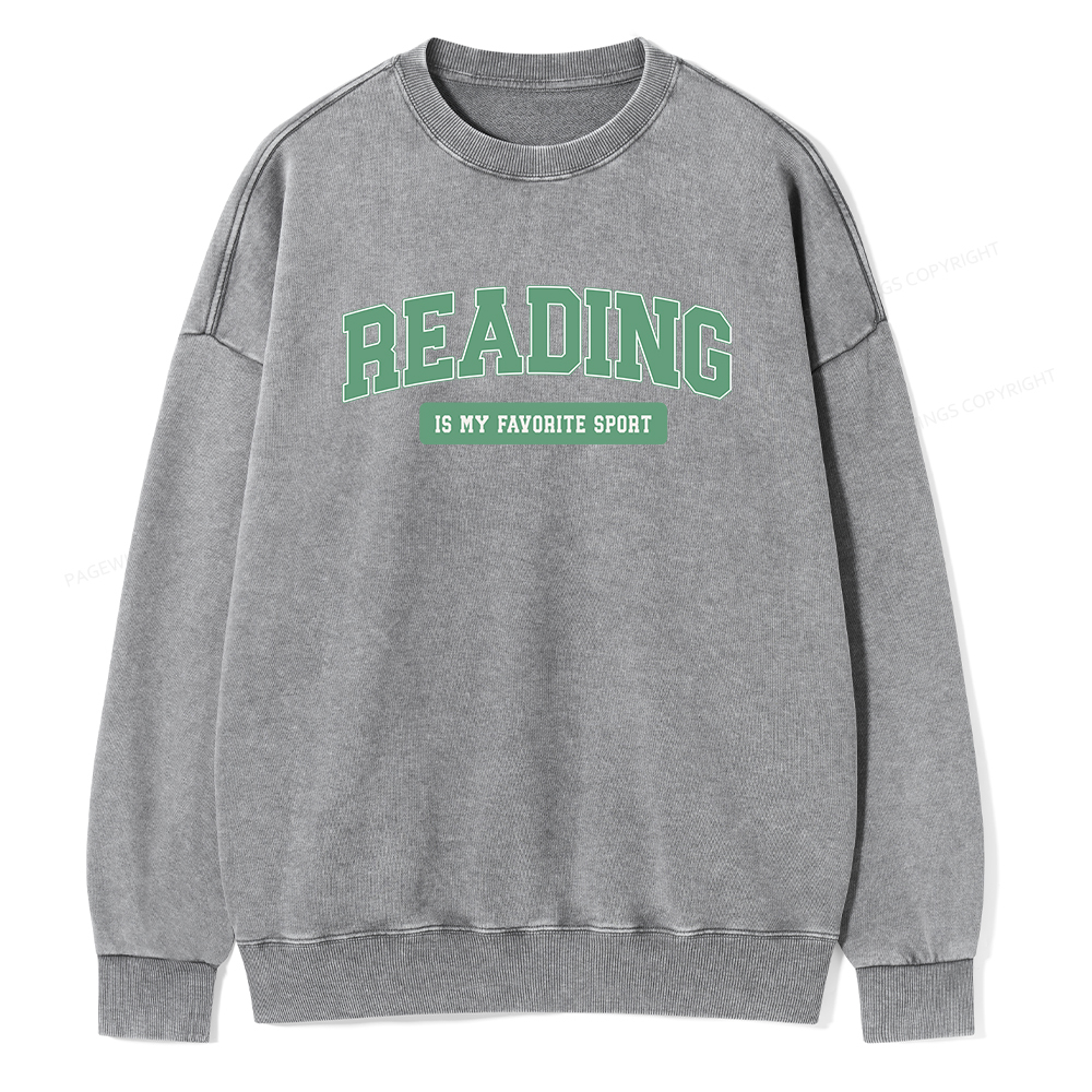 Pagewings Reading Is My Favorite Sport Unisex Washed Sweatshirt