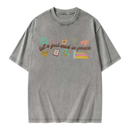 Pagewings Let a Girl Read in Peace Unisex Washed T-shirt