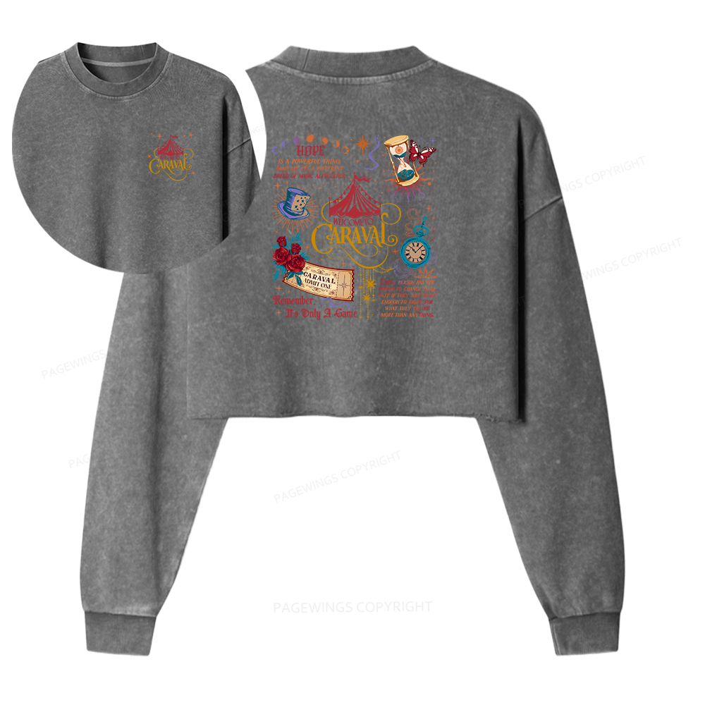 Pagewings Bookish Fantasy Women Washed Crop Sweatshirt