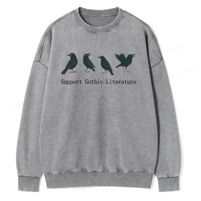 Pagewings Support Gothic Literature Unisex Washed Sweatshirt