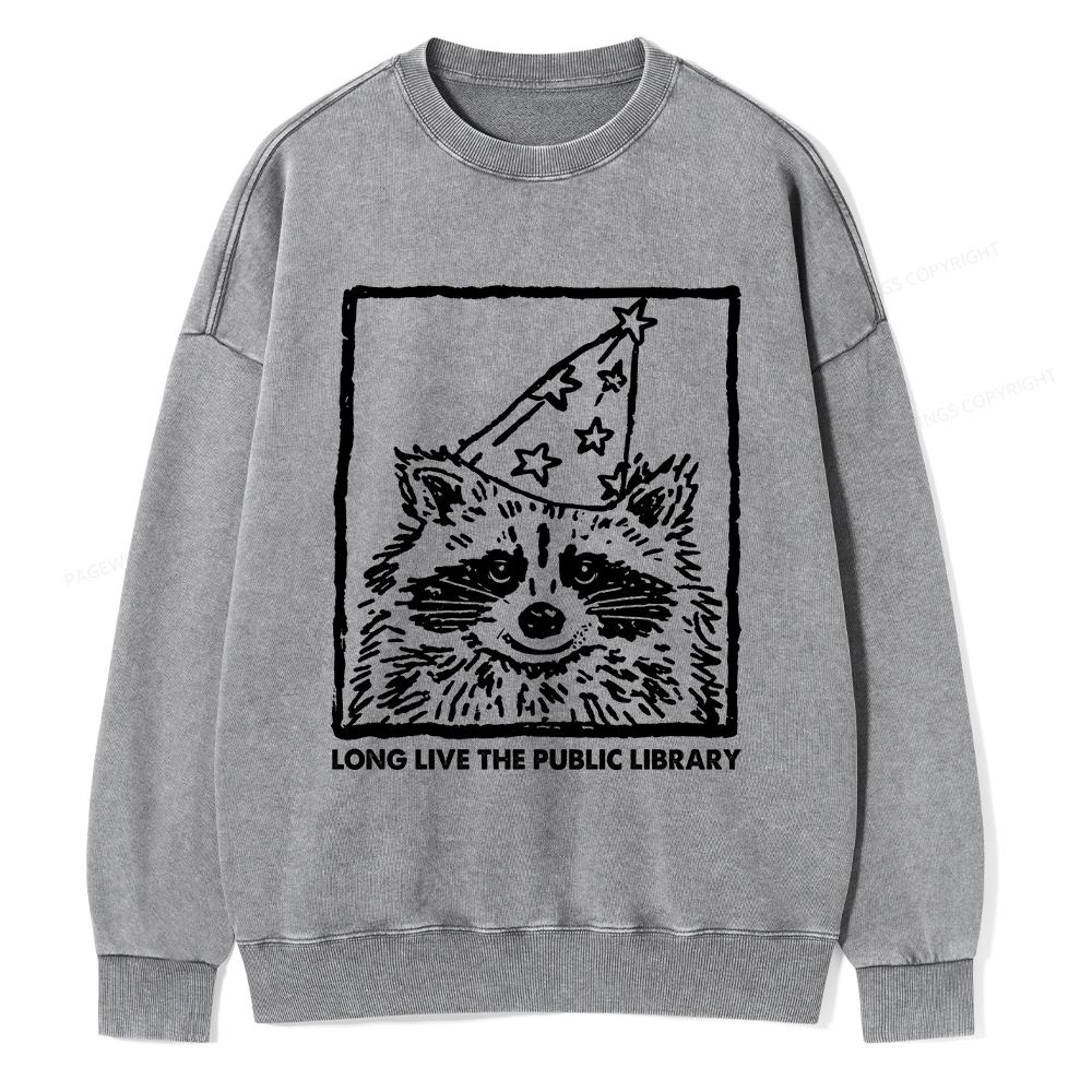 Pagewings Long Live The Public Library Unisex Washed Sweatshirt