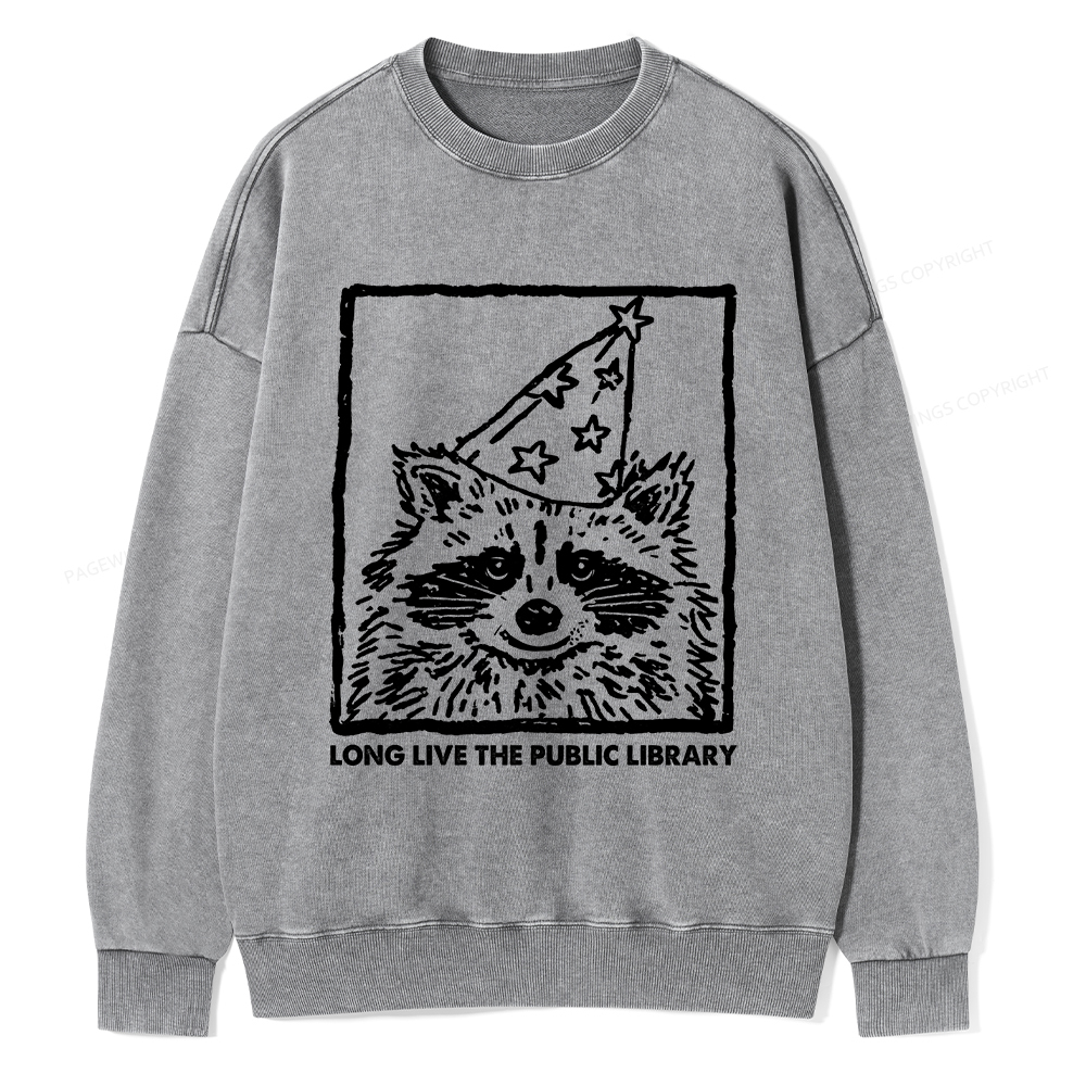 Pagewings Long Live The Public Library Unisex Washed Sweatshirt