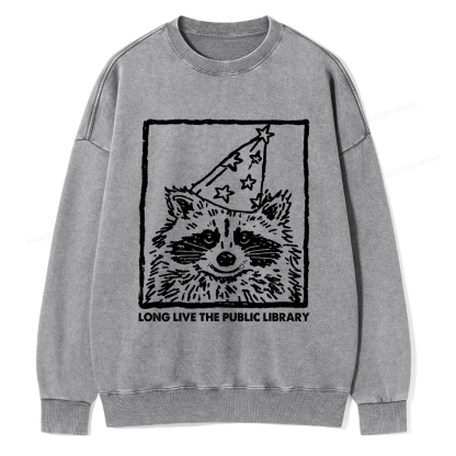 Pagewings Long Live The Public Library Unisex Washed Sweatshirt