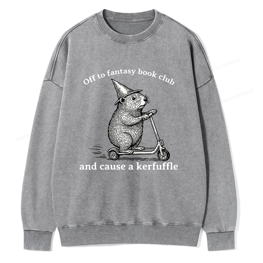 Pagewings Off To Fantasy Book Club Unisex Washed Sweatshirt