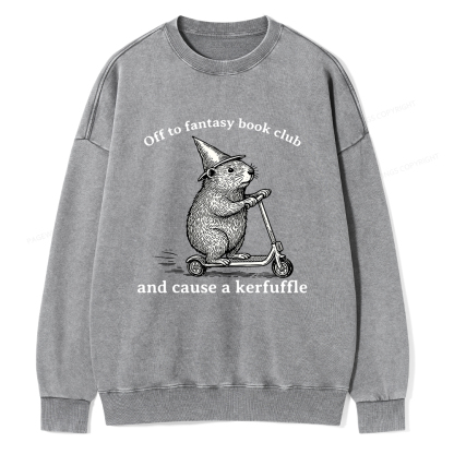Pagewings Off To Fantasy Book Club Unisex Washed Sweatshirt