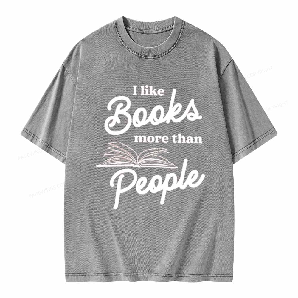 Pagewings Books More Than People Unisex Tee Unisex Washed T-shirt