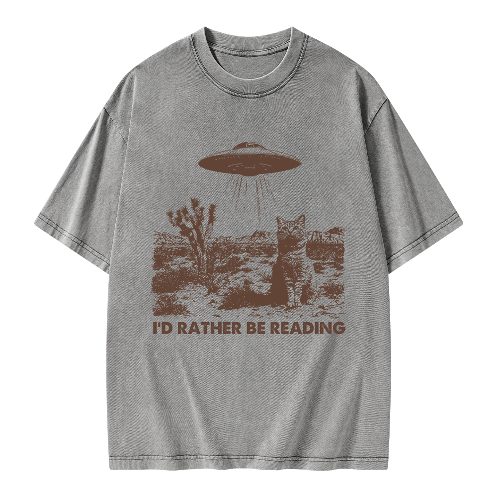 Pagewings I'd Rather Be Reading Unisex Washed T-shirt