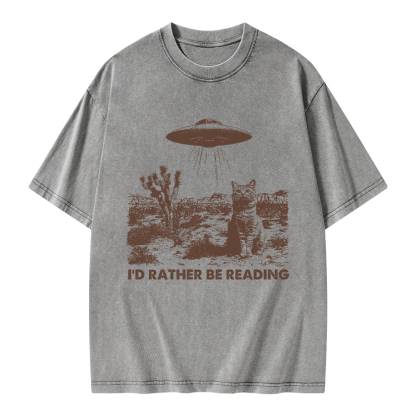 Pagewings I'd Rather Be Reading Unisex Washed T-shirt