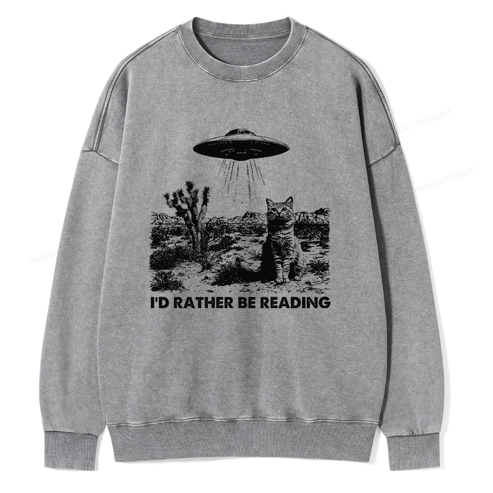 Pagewings I'd Rather Be Reading Unisex Washed Sweatshirt