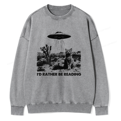Pagewings I'd Rather Be Reading Unisex Washed Sweatshirt