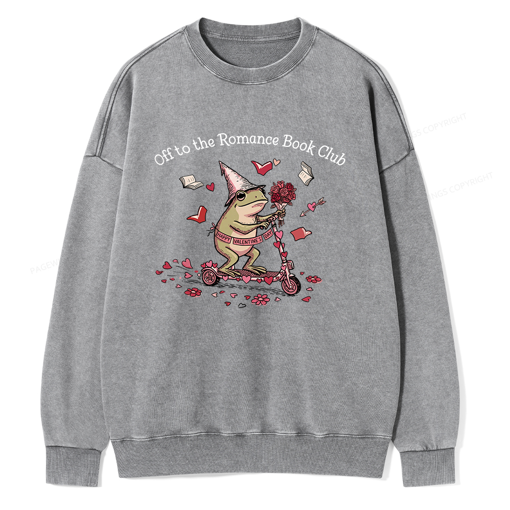 Pagewings Off to the Romance Book Club Unisex Washed Sweatshirt