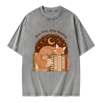 Pagewings Stay Foxy Keep Reading Unisex Washed T-shirt