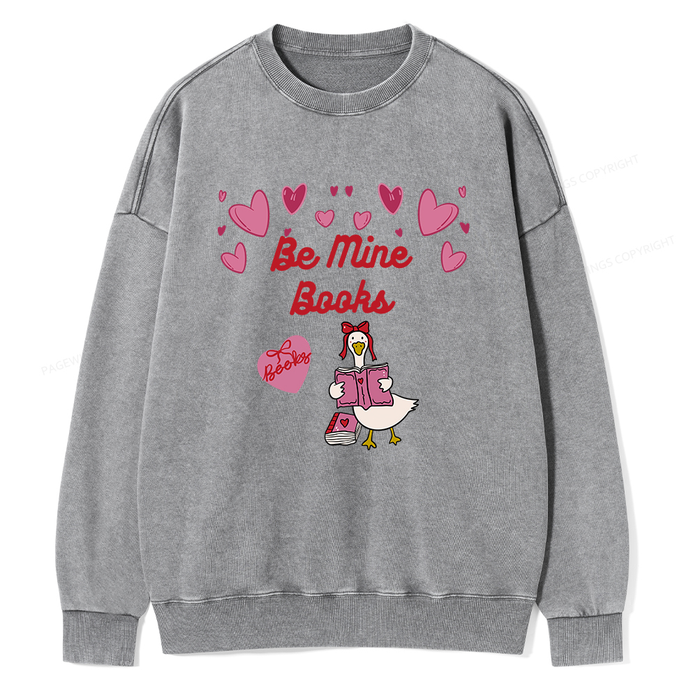 Pagewings Be Mine Books  Unisex Washed Sweatshirt